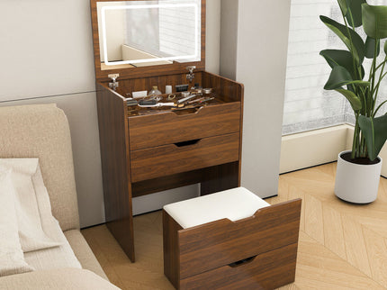 Vanity Desk With Lighted Mirror & Stool