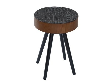 Round Coffee Table With Carved Top For Living Room