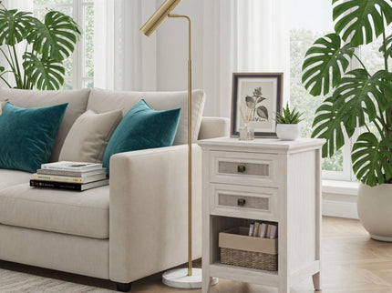 Nightstand With 2 Drawers & Shelf - White
