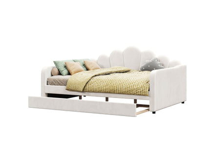 Shell Shaped Upholstered Daybed Frame With Slats