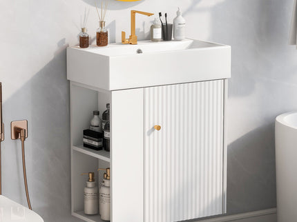 Modern Floating Bathroom Vanity With Ceramic Basin Perfect For Small Bathrooms