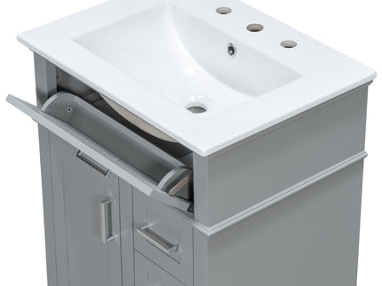 Modern Bathroom Vanity With Sink, Flip Drawer & 3 Drawers, Soft Close Hinges, Adjustable Shelf