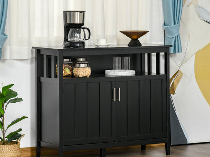 Homcom - Sideboard Buffet Cabinet, Kitchen Cabinet, Coffee Bar Cabinet With 2 Doors And Adjustable Shelves For Entryway Living Room - Black