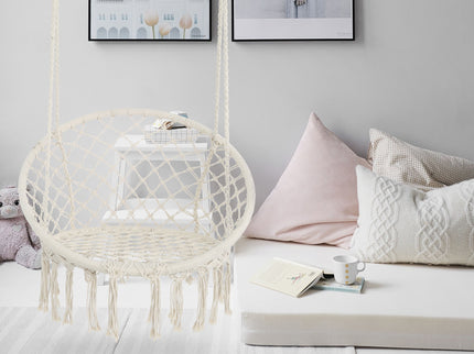 Macrame Hanging Hammock Chair, Rope Swing For Indoor And Outdoor Use