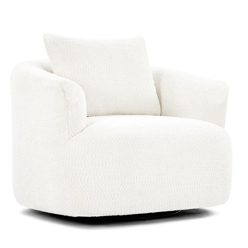 360° Swivel Barrel Sofa Chair With Throw Pillow, Upholstered Accent Chair
