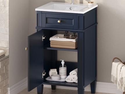 French Style Bathroom Vanity With Sink, Soft-Closing Door, Adjustable Shelf, Rectangular Design