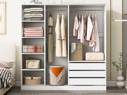 Doorless Storage Wardrobe For Dedroom With Shelves And 3 Drawers