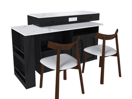 Retro Kitchen Island Set With Chairs, Extendable & Rotating Table, 4 Drawers & Door Cabinets