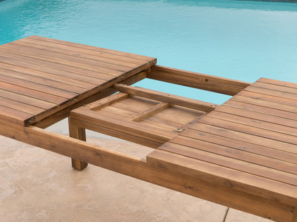 Wilson - Expandable Dining Table With Slat Design - Teak Acacia Wood