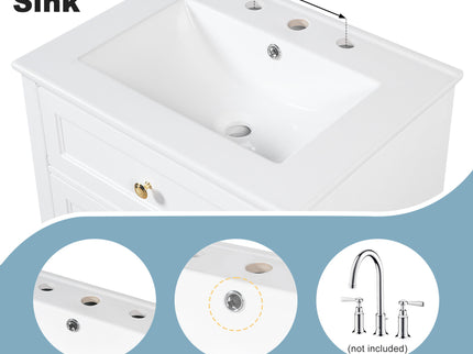 Modern Bathroom Vanity With Sink, 3 Drawers & Cabinet With 2 Tier Door Storage