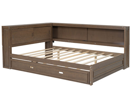 Daybed With Storage Shelves, LED, USB, And Trundle