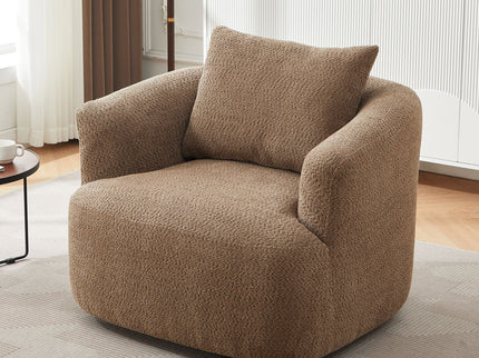 360° Swivel Barrel Sofa Chair With Throw Pillow, Upholstered Accent Chair