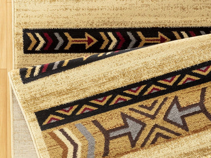 Tribes - 5'3" X 7'3" Southwest Area Rug Polypropylene - Cream