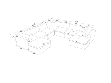 Custom Configuration Modular Sectional With Toss Pillows
