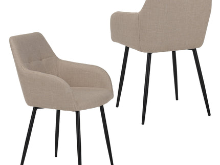 Dining Chair With Backrest And Wide Seat (Set of 2) - Beige