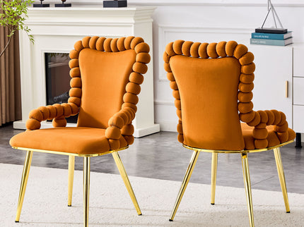 Puffy Bubble, Ball Chain Chair With Armrests For Dining Room (Set of 2)
