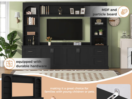 Arched Entertainment Center Wall Unit With Drawers, TV Stand