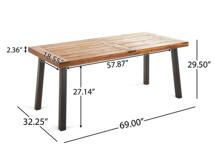 Della - Modern Industrial Dining Table With Acacia Wood Top - Teak
