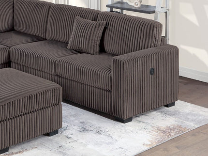 Upholstered L - Shaped 4 Piece Sectional Set With USB, Cocktail Ottoman