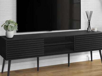 TV Stand, Media Entertainment Center, Storage Cabinet, Console, Storage Shelves, Bedroom, Living Room, Contemporary, Modern - Black