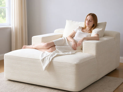 Convertible Chaise Lounge Chair With Wide Armrest & Throw Pillows