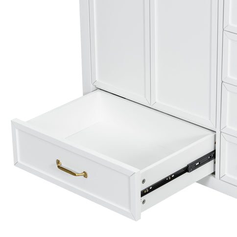 Elegant Vintage Bathroom Vanity With Sink And Soft Closing Door, 4 Drawers Of Different Sizes Frame