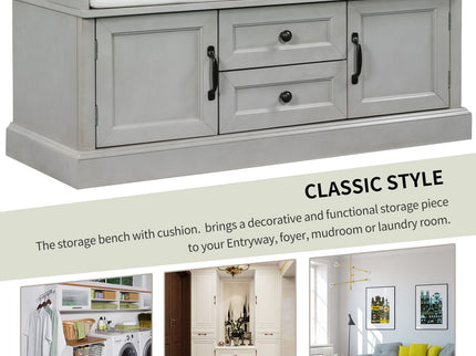 Hearth & Haven Daisy - Storage Bench With 2 Drawers And 2 Cabinets