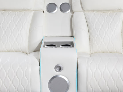 Electra - Power Recliner Sectional Sofa With Power Headrests, Console Loveseats, Wedge, LED Light Strip, Speakers