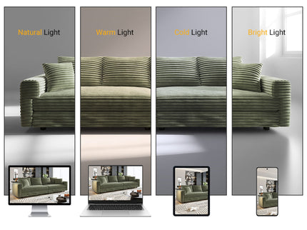 Convertible Deep Seat Sofa With Soft Pillows And Ottomans