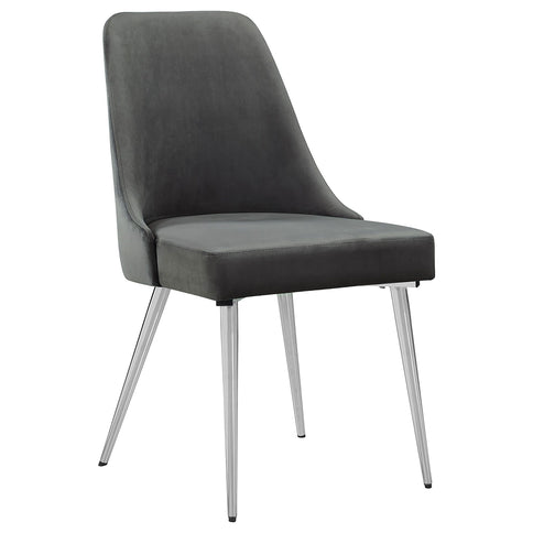 Padded Side Chair Of 2) With Upholstered Seat And Polished - Gray