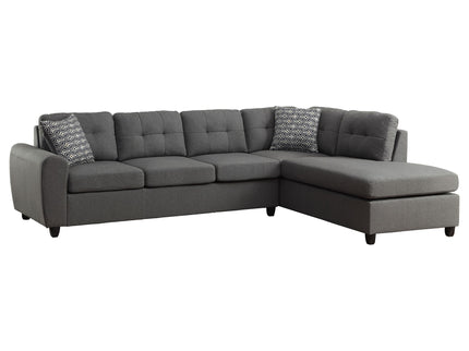 Balta - Button Tufted Sectional With Removable Cushion Upholstered Sofa - Gray