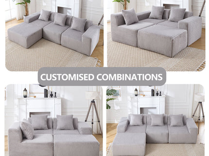 L - Shape Modern Minimalist Modular Sectional Sofa, Upholstered Cloud Couch With Deep Seats