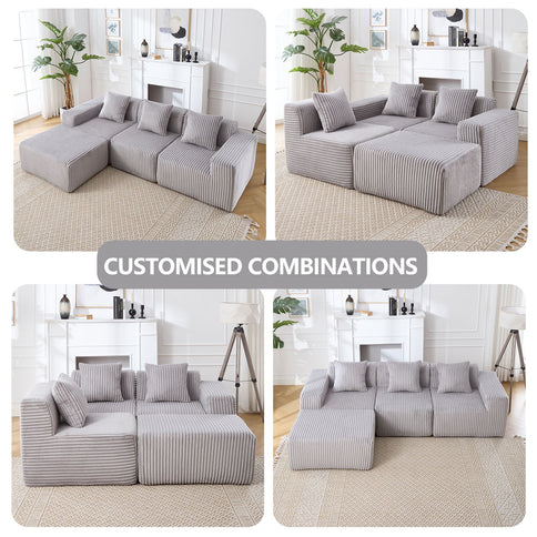 L - Shape Modern Minimalist Modular Sectional Sofa, Upholstered Cloud Couch With Deep Seats