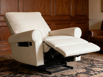 Manual Button Armchair Sofa With 360 Degree Rotation - White