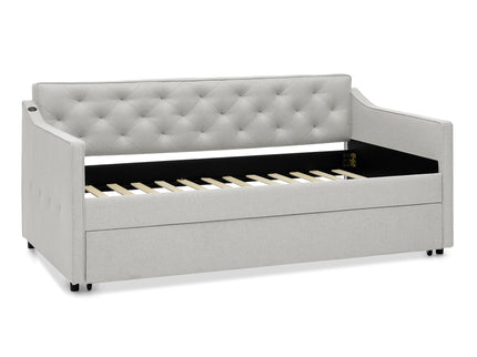 Daybed With Pop Up Trundle And USB Charging Armrest