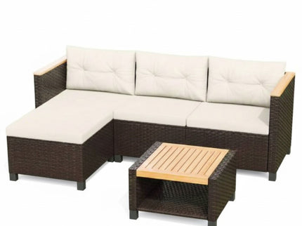 L-Shaped Patio Set With Cushions And Storage Table