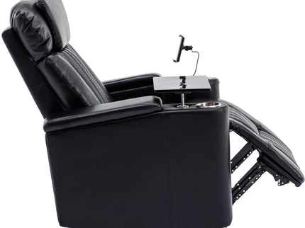 270° Power Swivel Recliner Home Theater Chair With Hidden Arm Storage, LED Light, Cup Holder, And Tray Table