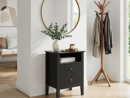 Fluted Nightstand With 2 Drawers