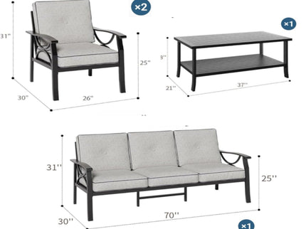 Patio Furniture Set With Coffee Table And Cushions For Backyard