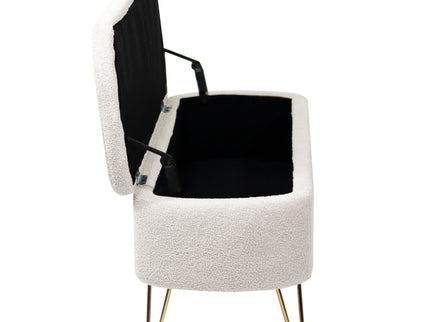 Storage Ottoman Bench For End Of Bed Legs, Modern Camel Faux Fur Entryway Bench Upholstered Padded With Storage For Living Room Bedroom