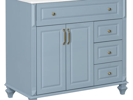 Modern Bathroom Vanity With Sink, 3 Drawers & 2 Doors