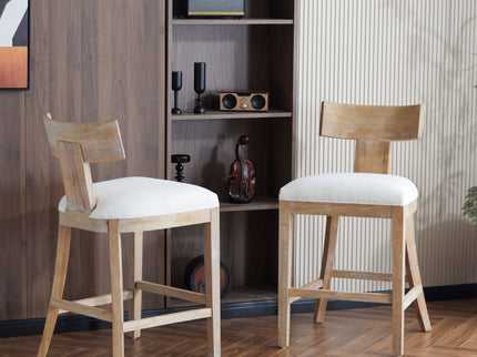 Upholstered Counter Height Bar Stools With Solid Rubber Wood Frame (Set of 2)