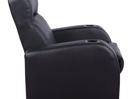 Upholstered Recliner With Cup Holder Comfort Lounge Chair - Black