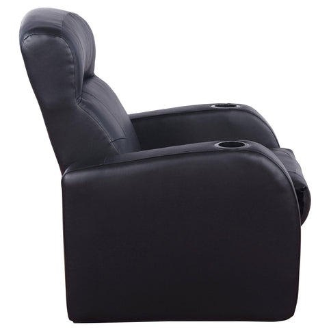 Upholstered Recliner With Cup Holder Comfort Lounge Chair - Black