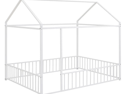 Metal Bed House Bed Frame With Fence