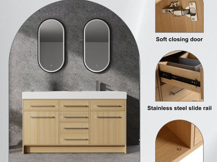 Freestanding Bathroom Vanity With Resin Sink, Soft-Closing Doors And Drawers