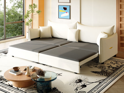 King Pull Out Sofa Bed, 3-In-1 Convertible Bed With 3 Pillows
