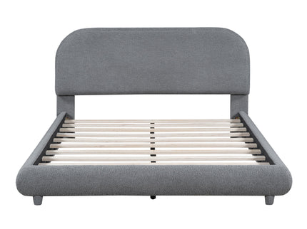 Upholstered Platform Bed With Thick Solid Frame And Stylish Curve-Shaped Design