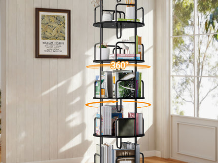 Rotating Bookshelf Tower 5 Tier Spinning 360 Degree Revolving Storage Shelf