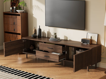 TV Stand For TVs Up To 80", Media Entertainment Center With Ample Storage - Dark Brown